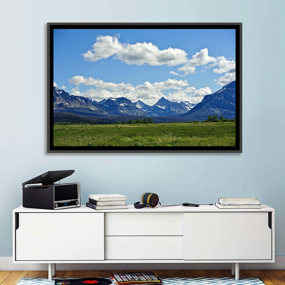 Montana Rocky Mountains Wall Art in a room, landscape