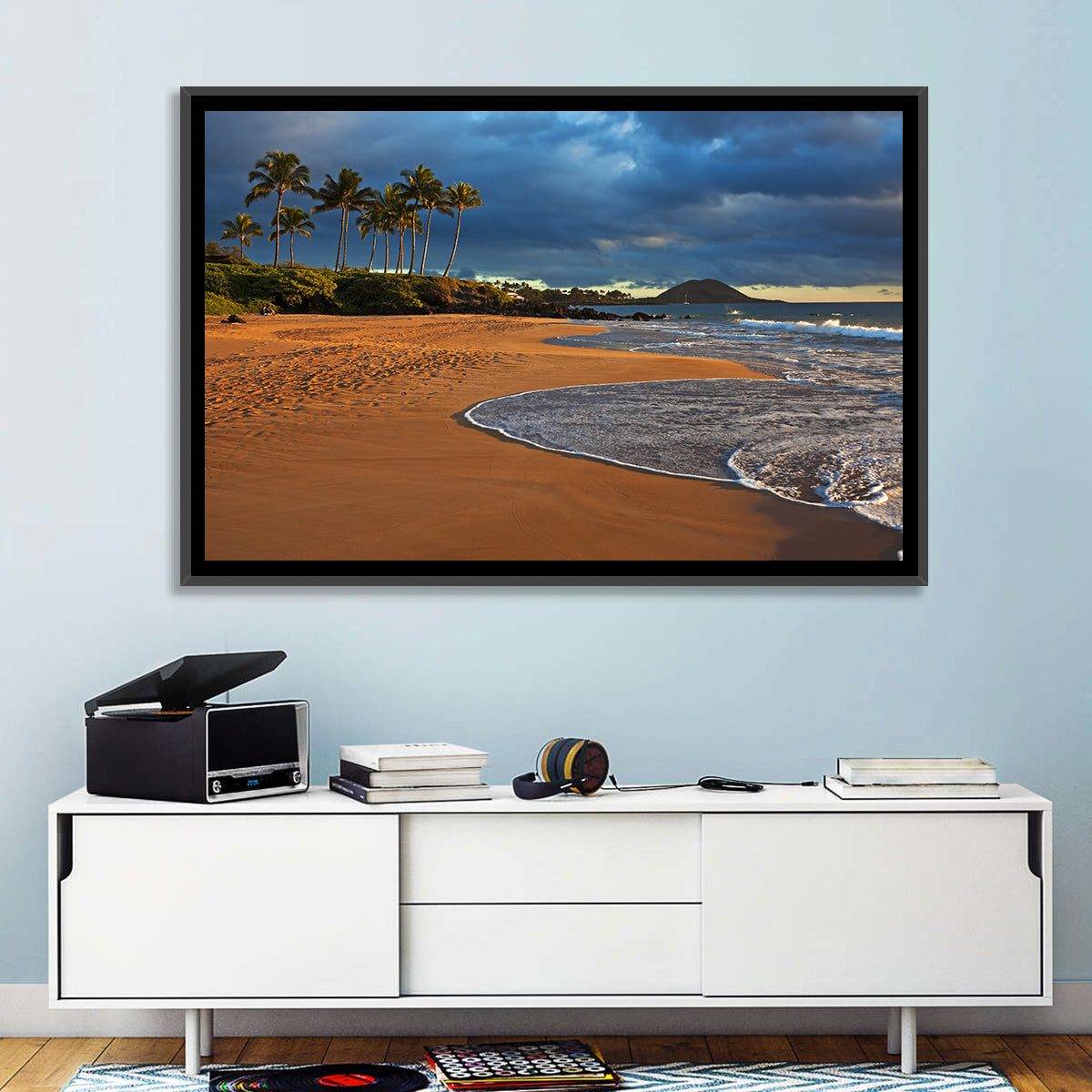 Poolenalena Beach Sunset Wall Art in a room, landscape