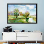 Spring Cottage by the Stream Wall Art