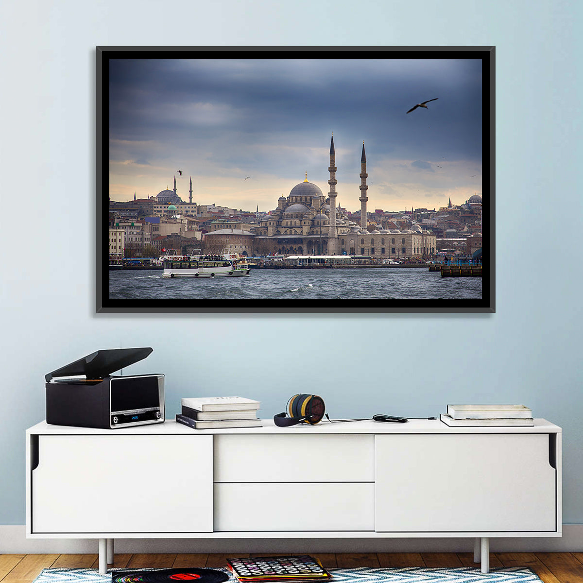 Istanbul Skyline with New Mosque Wall Art in a room, landscape