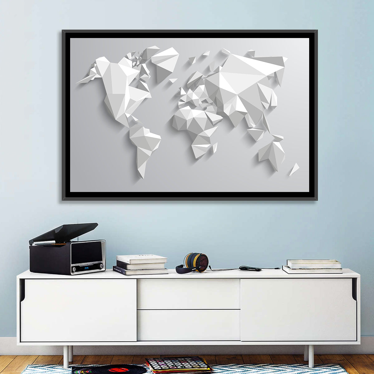 Faceted Triangular World Map Wall Art
