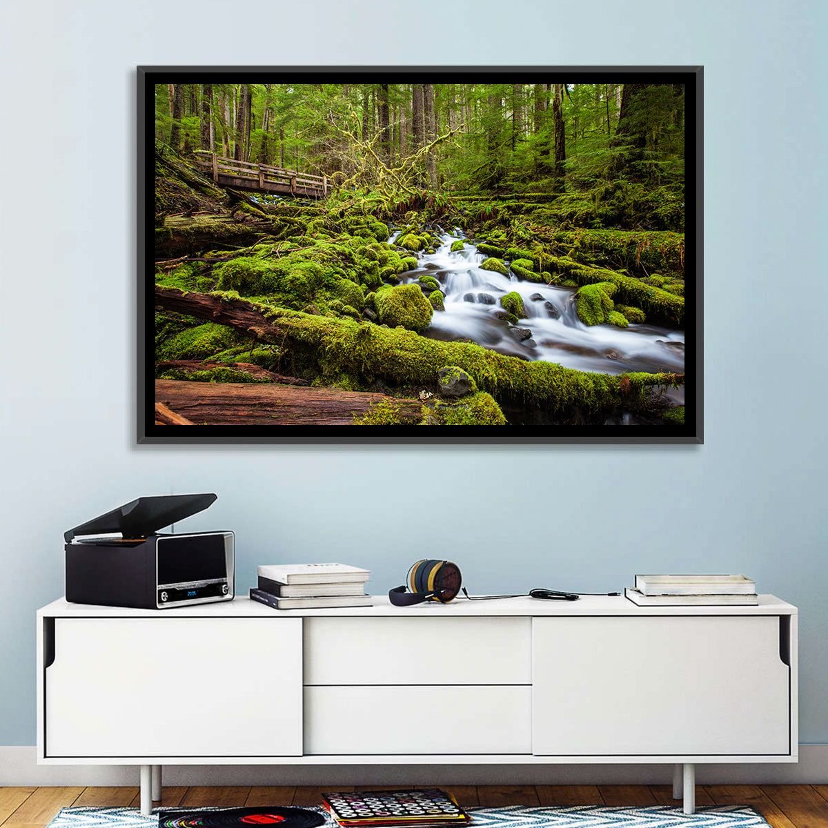 Mossy Cascade Forest Stream Wall Art