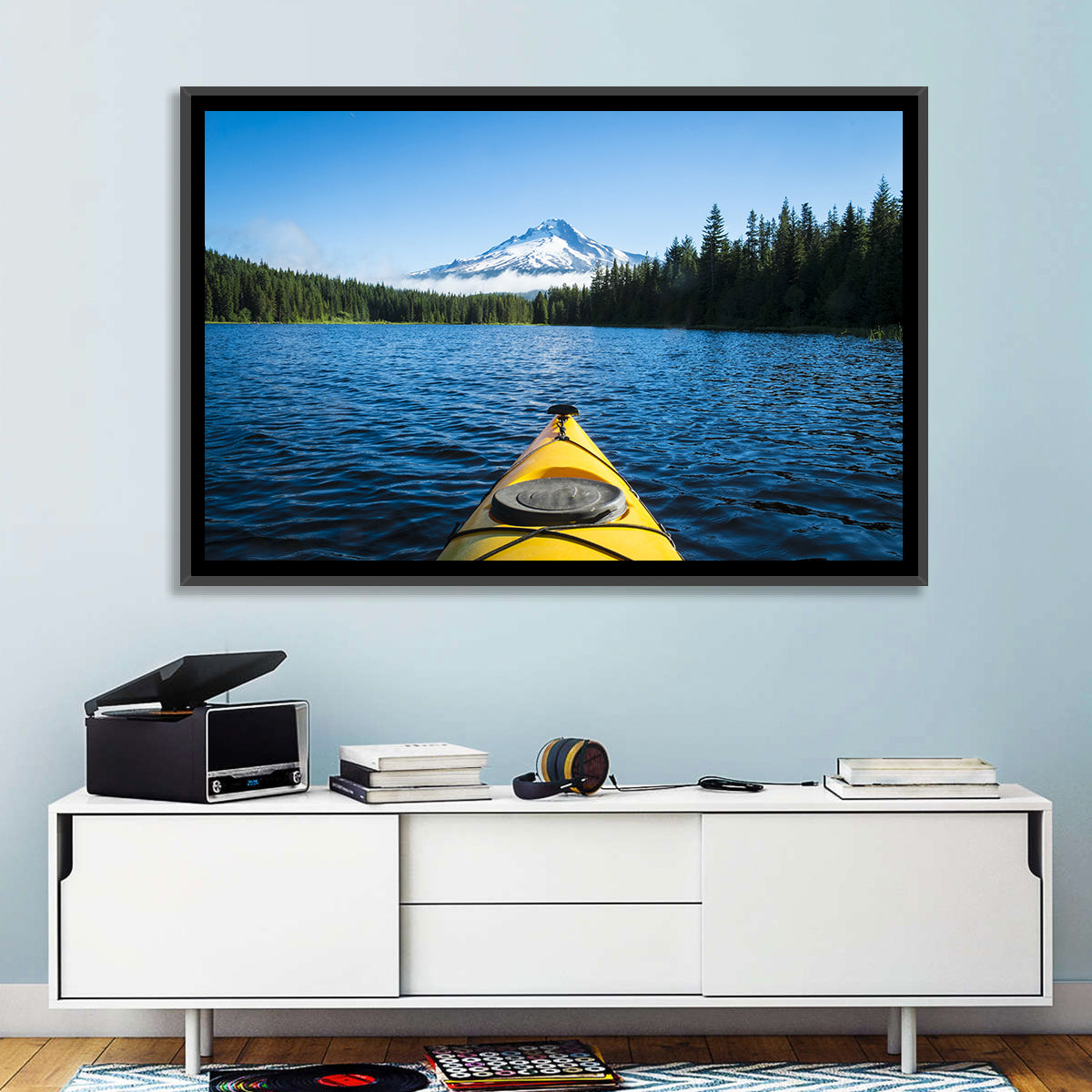 Yellow Kayak at Trillium Lake Wall Art