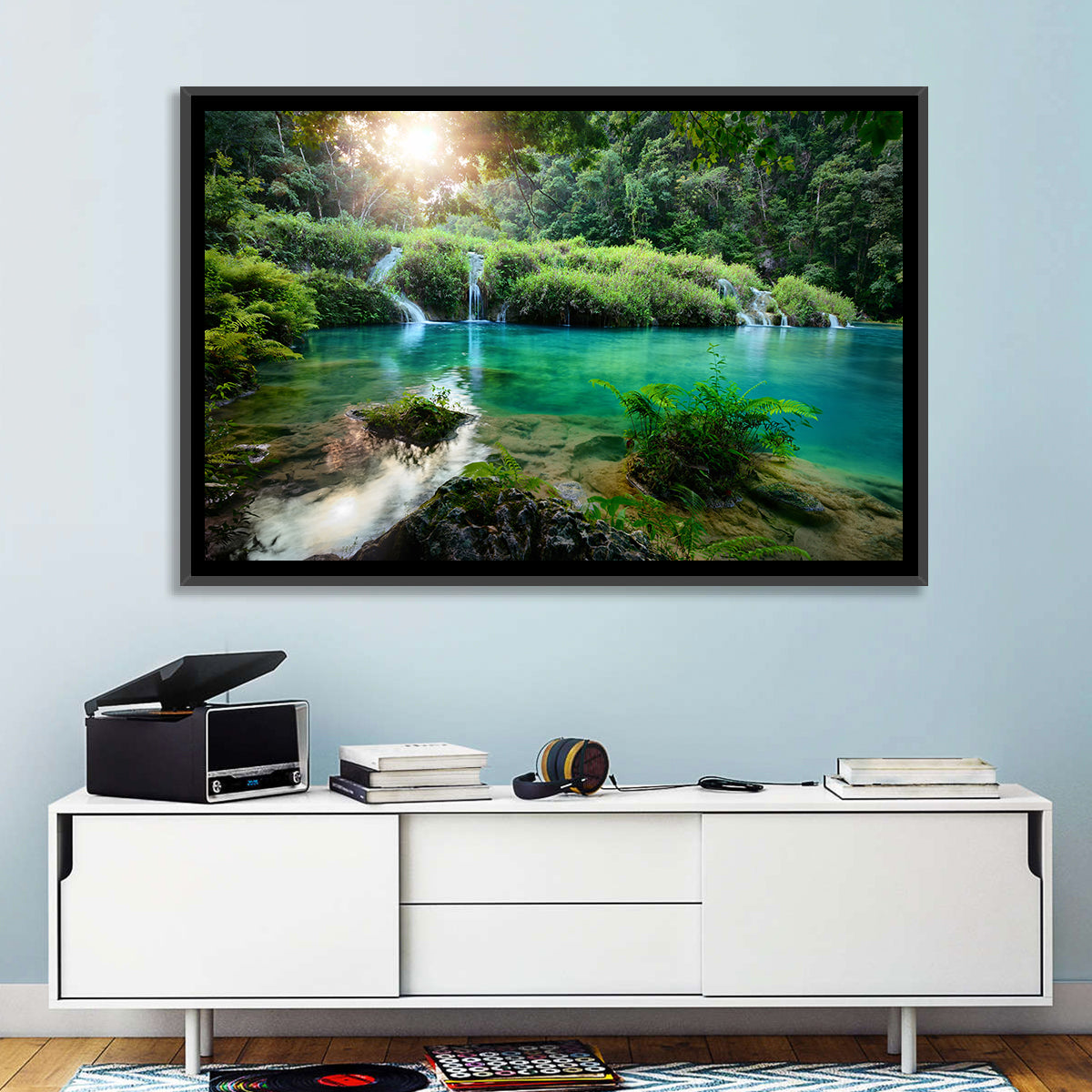 Semuc Champey Turquoise Pools Wall Art in a room, landscape