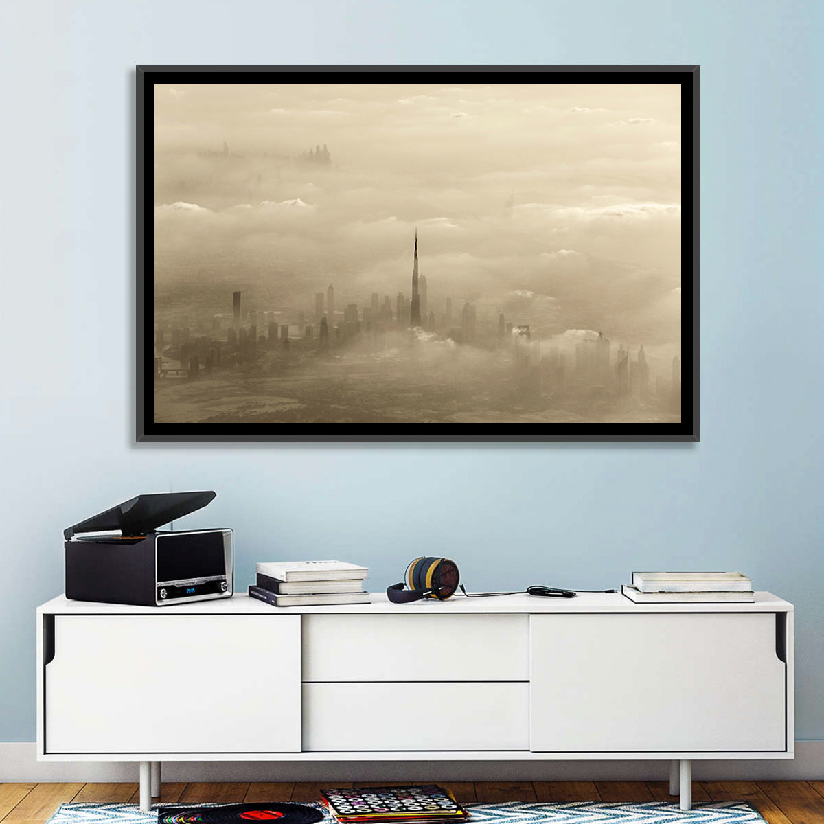 Dubai Haze Over Burj Khalifa Wall Art