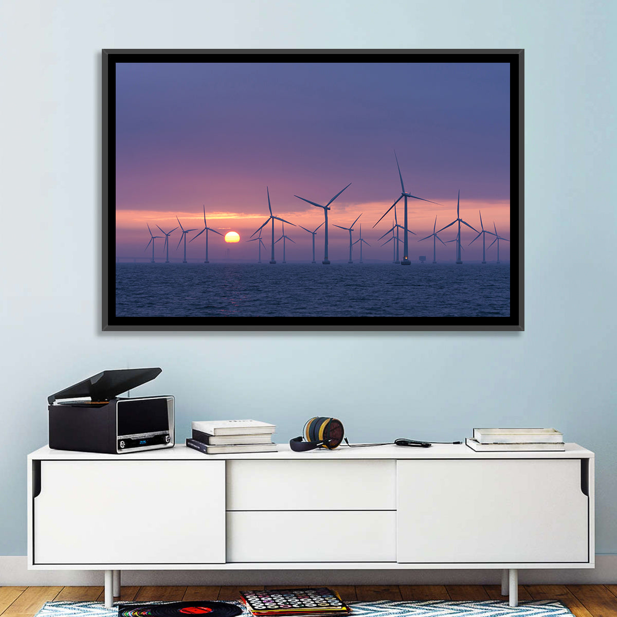 Twilight Offshore Wind Farm Wall Art in a room, landscape