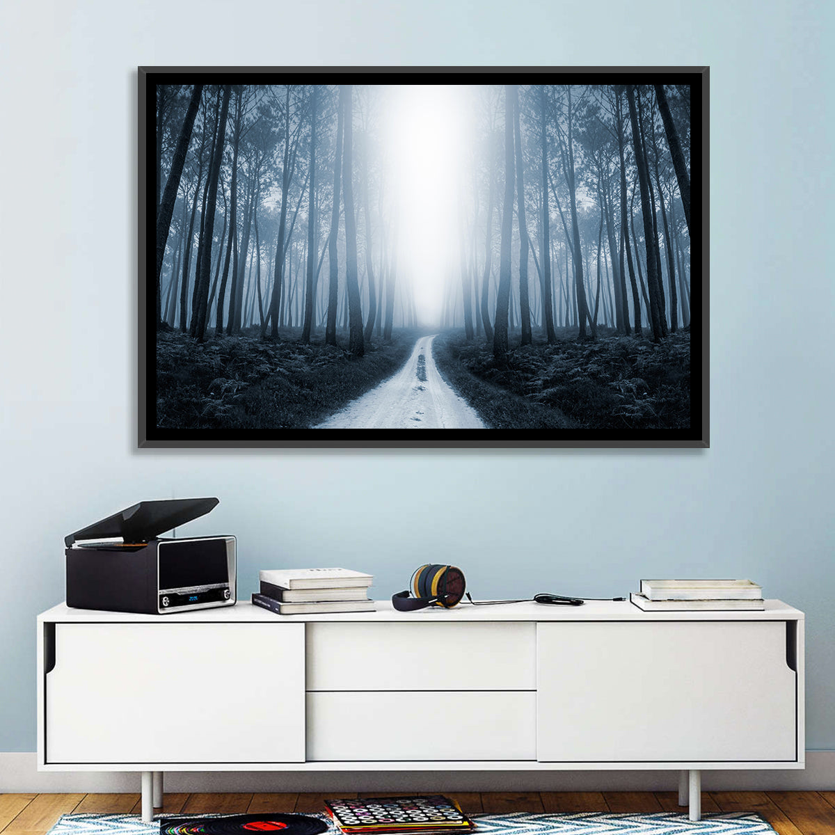 Misty Forest Road at Twilight Wall Art