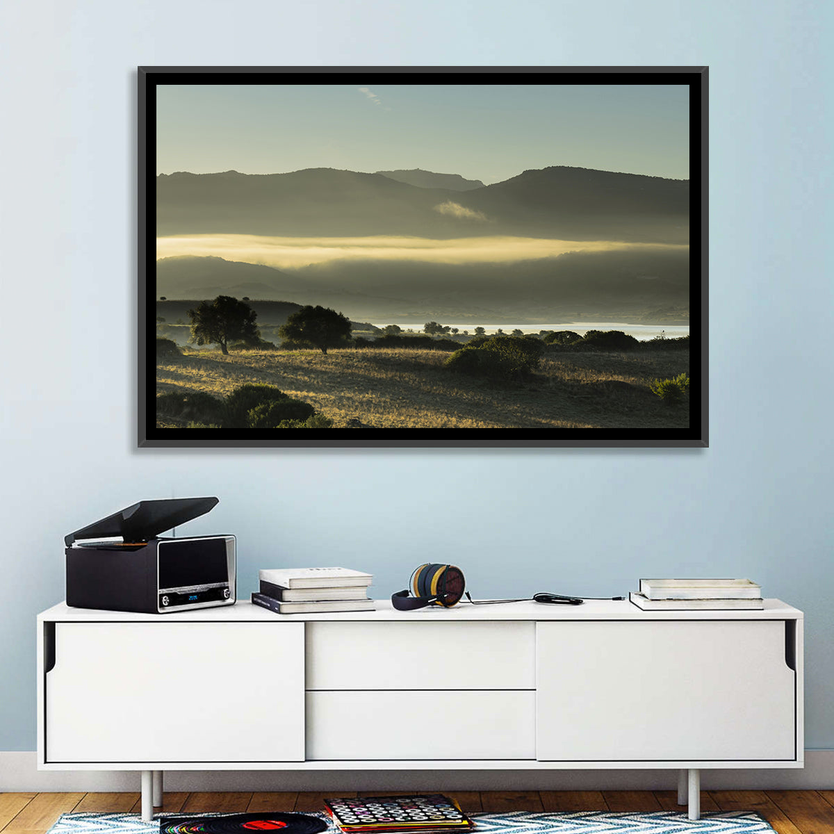 Lake Omodeo Morning Mist Wall Art