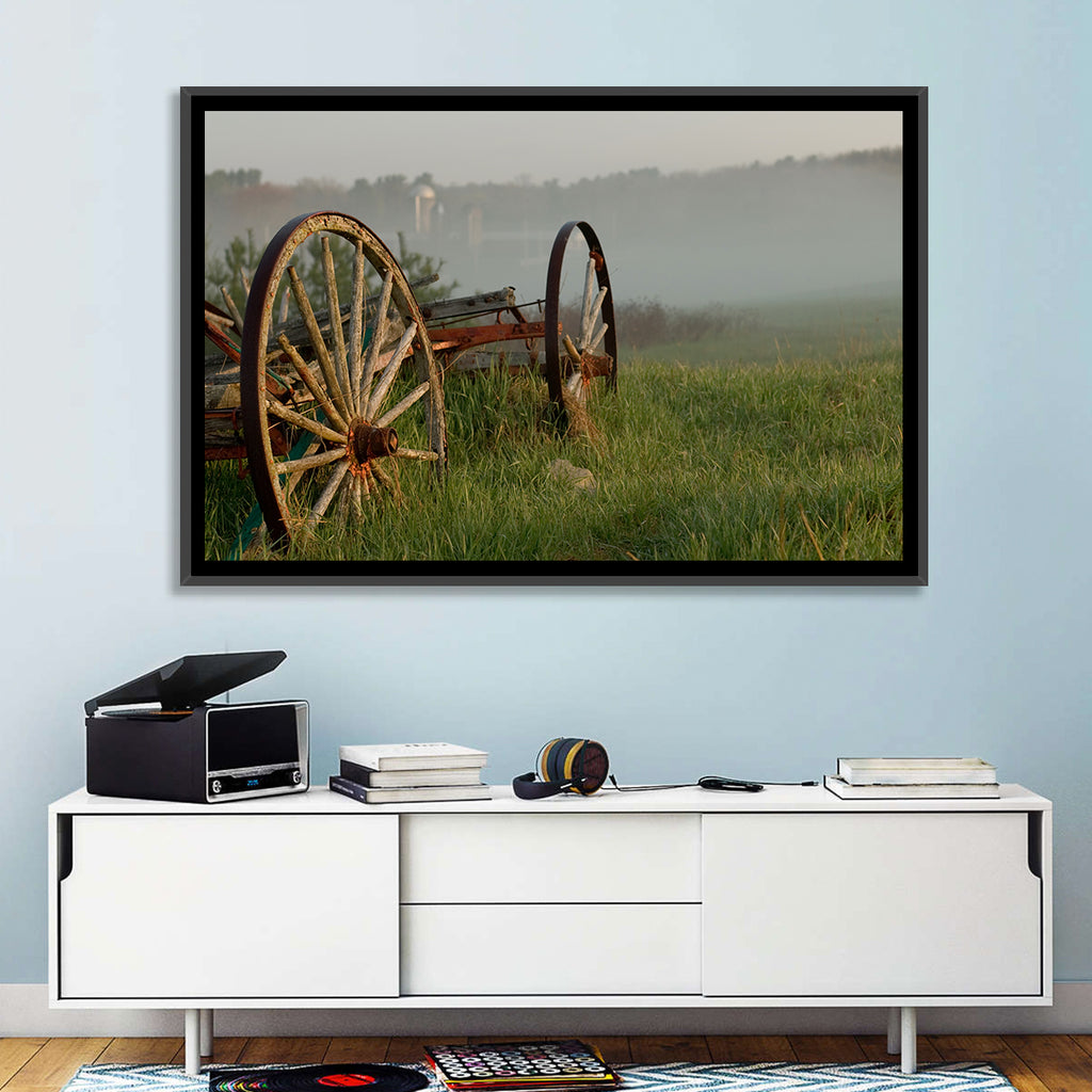 Weathered Wagon in Morning Mist Wall Art