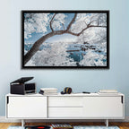 Curving Winter Tree Over Lake Wall Art