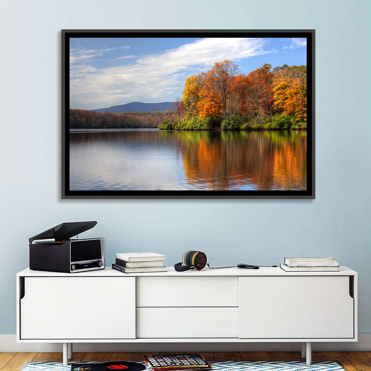 Autumn Lake with Mountain Reflection Wall Art