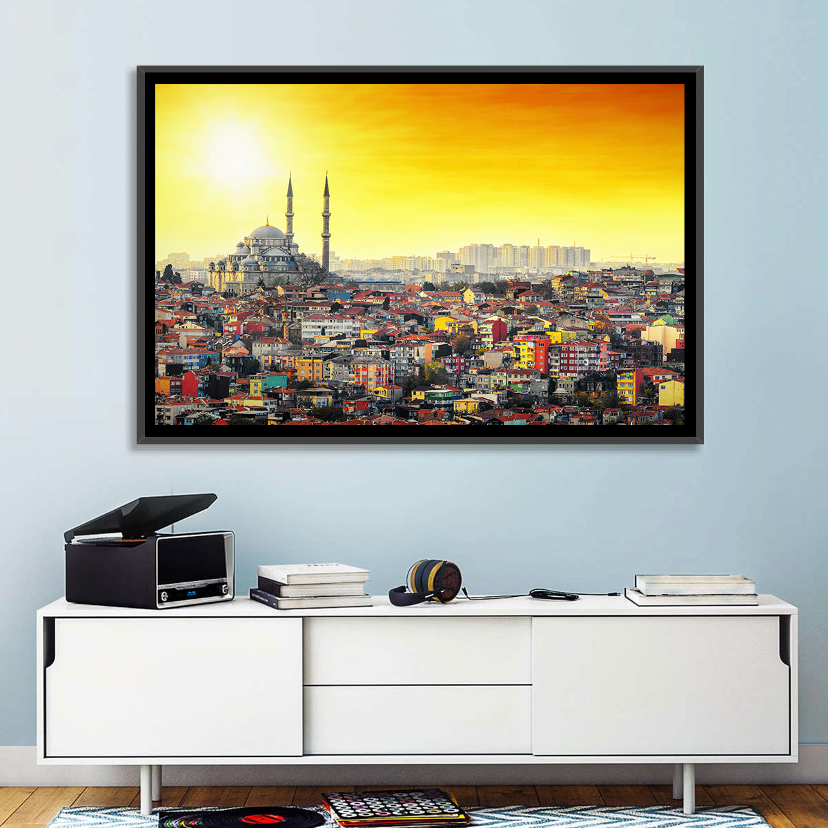 Fatih Mosque at Sunset Wall Art in a room, landscape