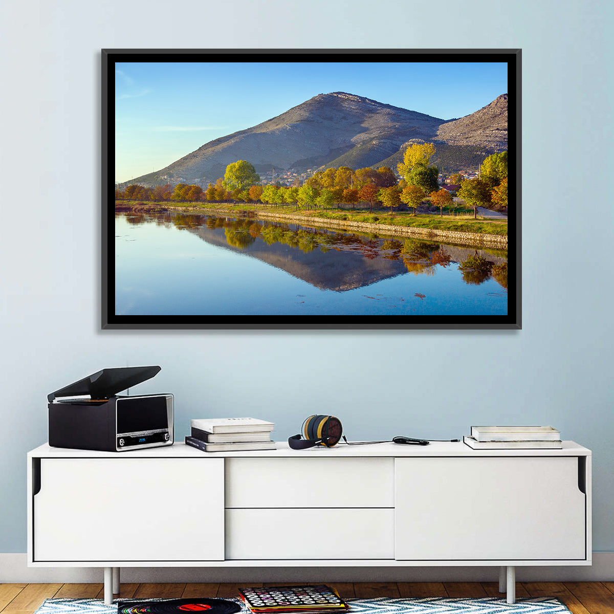 Trebišnjica River Reflection, Trebinje Wall Art in a room, landscape