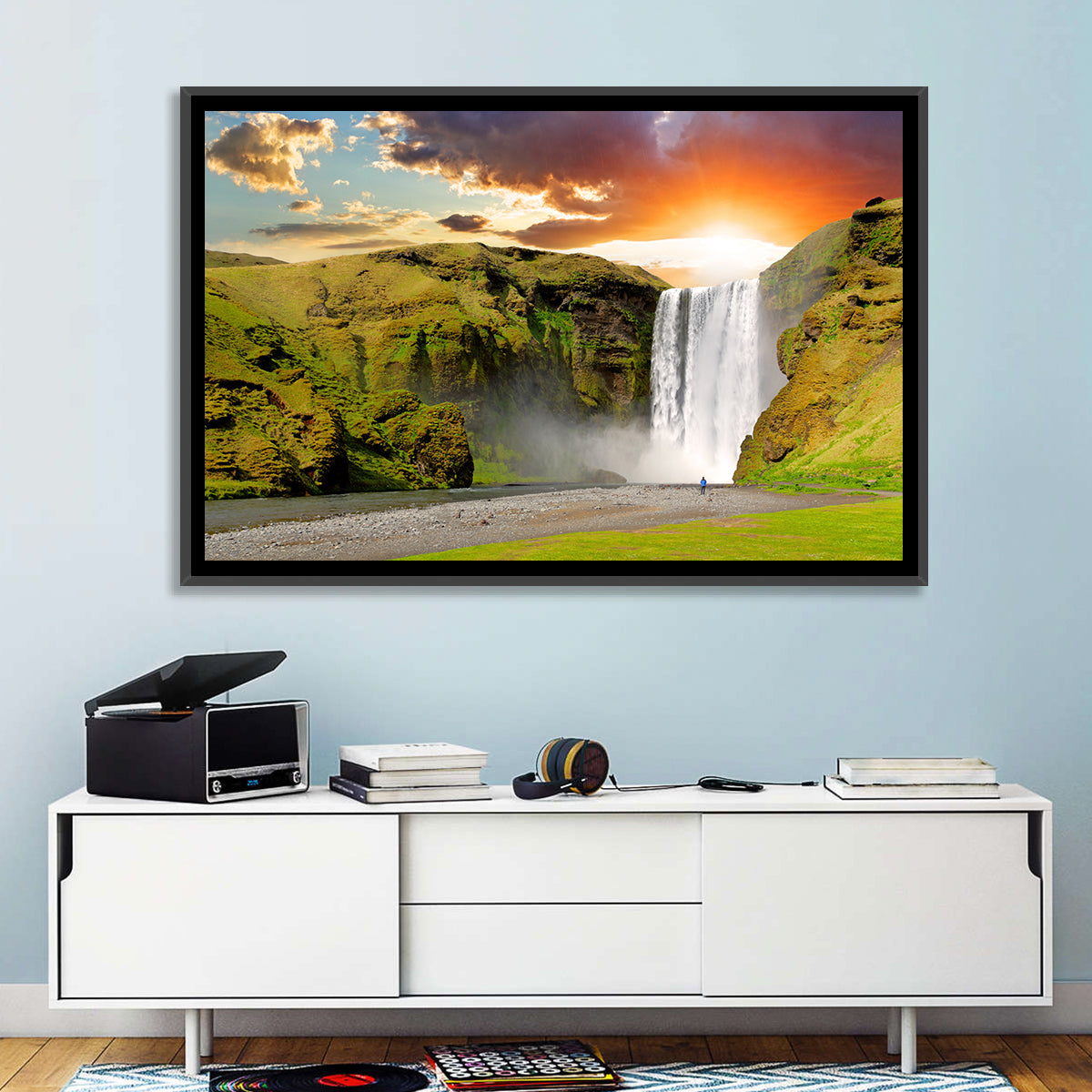 Skógafoss at Sunset Wall Art