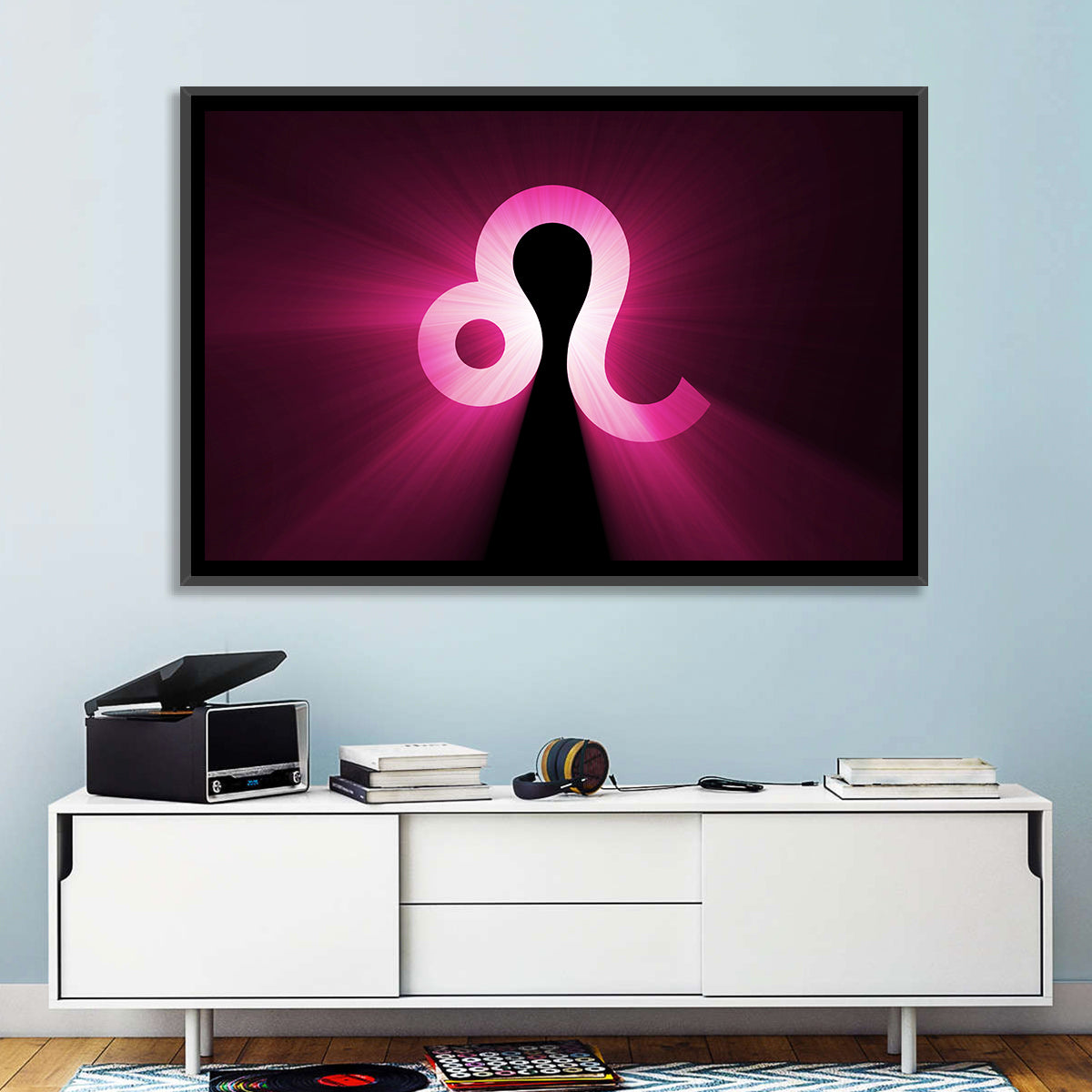 Glowing Magenta Leo Symbol Wall Art