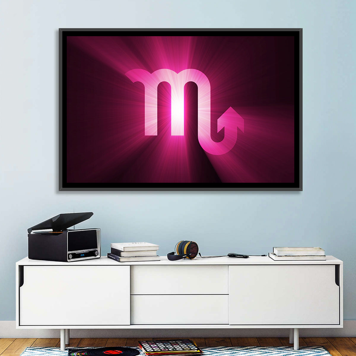 Scorpio Glyph with Magenta Burst Wall Art