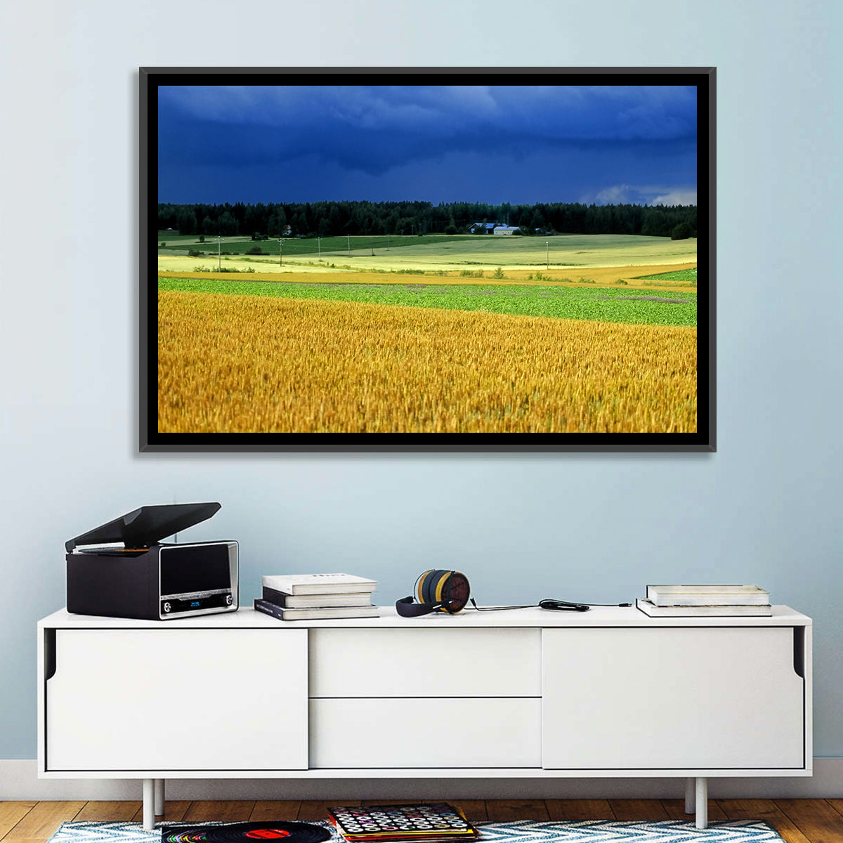 Cornfields Under Stormy Sky Wall Art