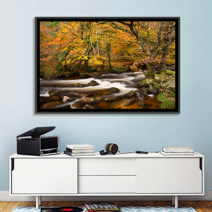 Dartmoor Autumn River in Golden Forest Wall Art