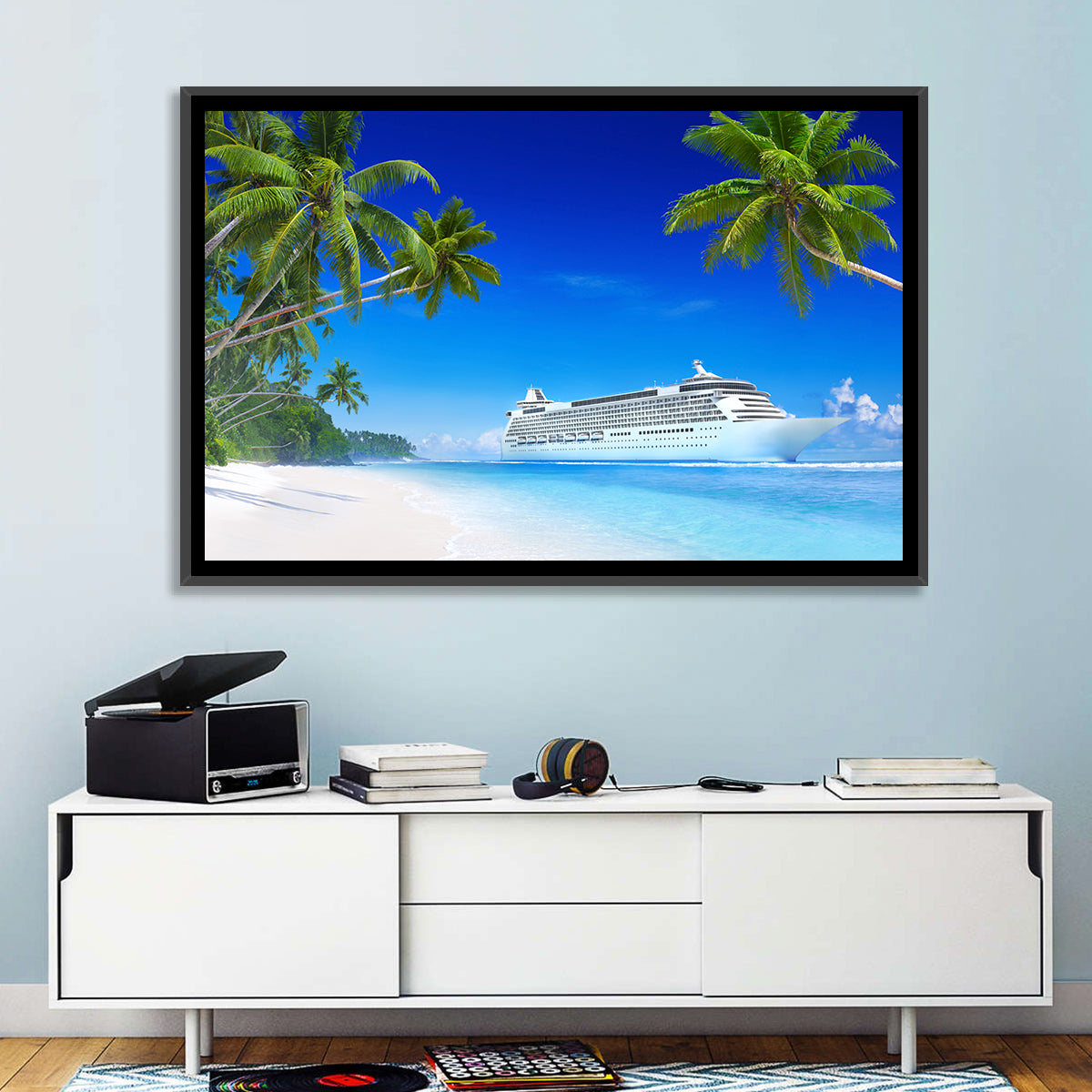 Caribbean Beach Cruise Ship Wall Art