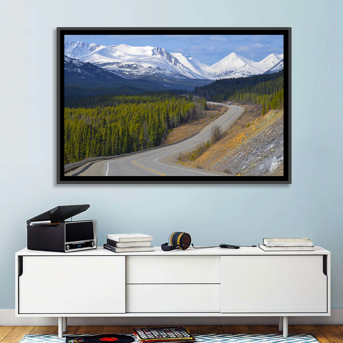 Alaska Highway Winding Road and Rv Wall Art in a room, landscape