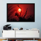 Giraffe Silhouette at Sunset Wall Art