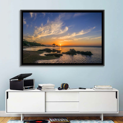 Roatan Pier Sunset Wall Art