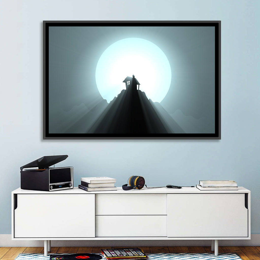 Moonlit Mountain Hut Wall Art
