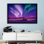 Violet Aurora Over Island Lake Wall Art