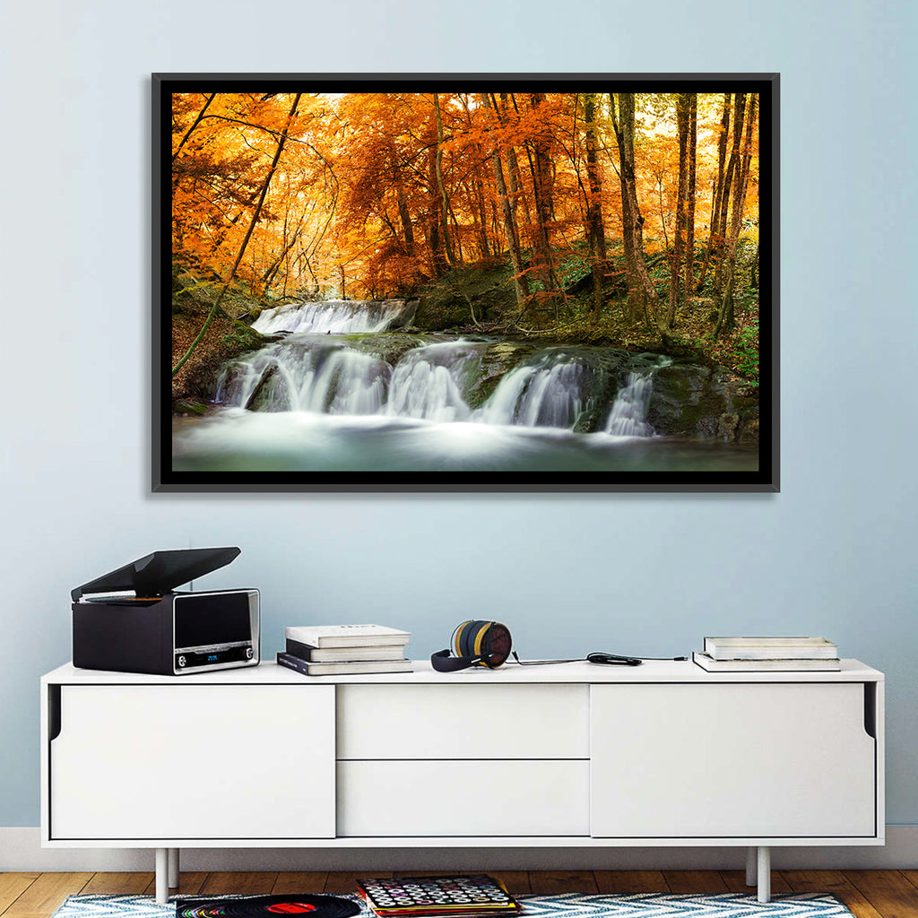 Autumn Forest Waterfall Wall Art
