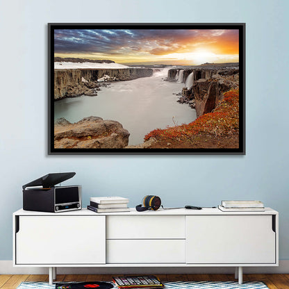 Selfoss Waterfall at Sunset Wall Art