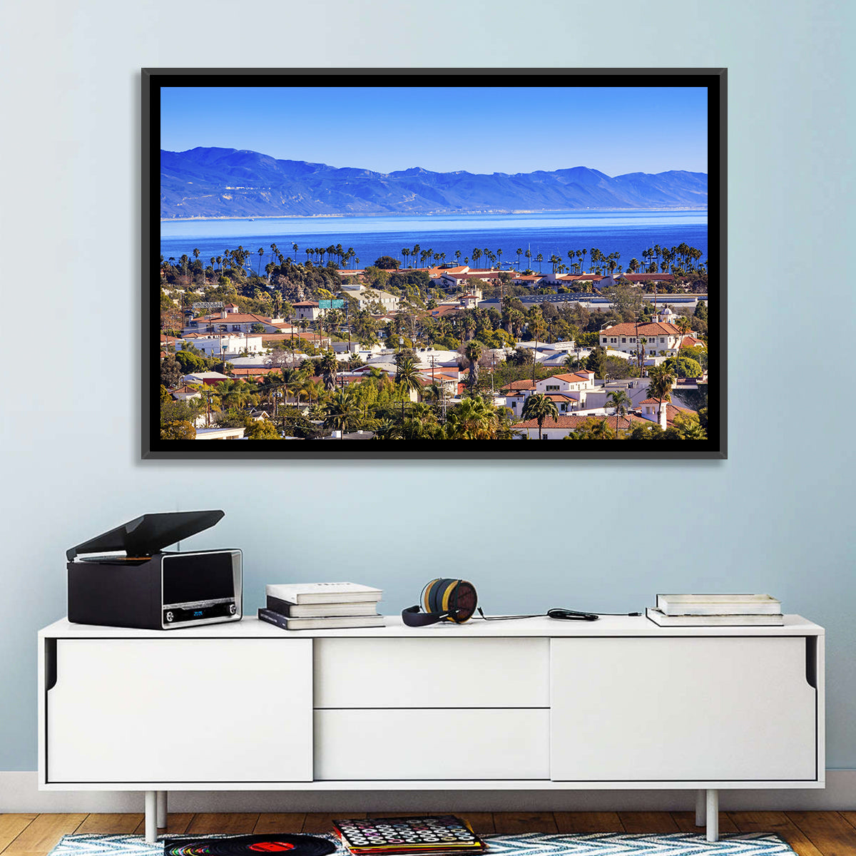 Santa Barbara Waterfront View Wall Art in a room, landscape