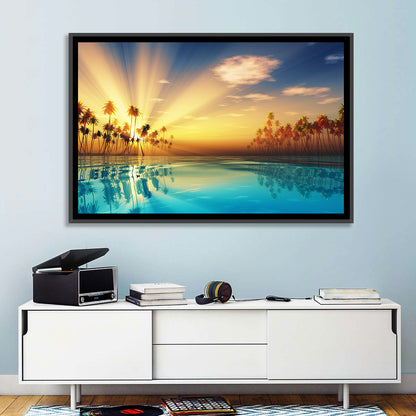 Turquoise Sunset Over Palm Island Wall Art
