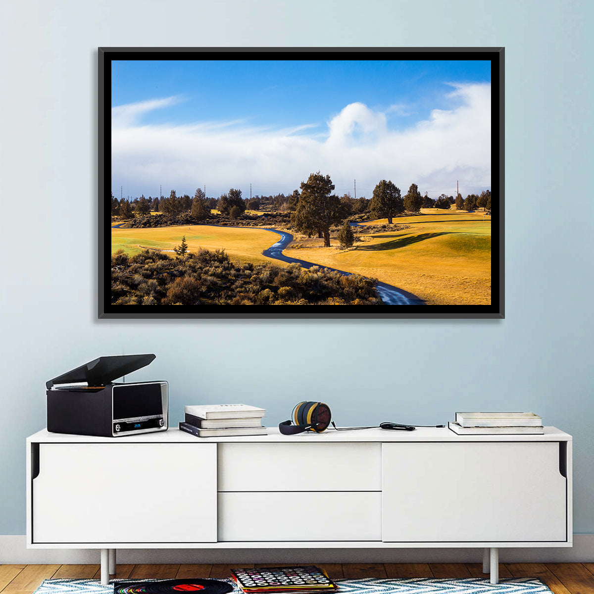 Central Oregon Golf Course with Winding Path Wall Art in a room, landscape