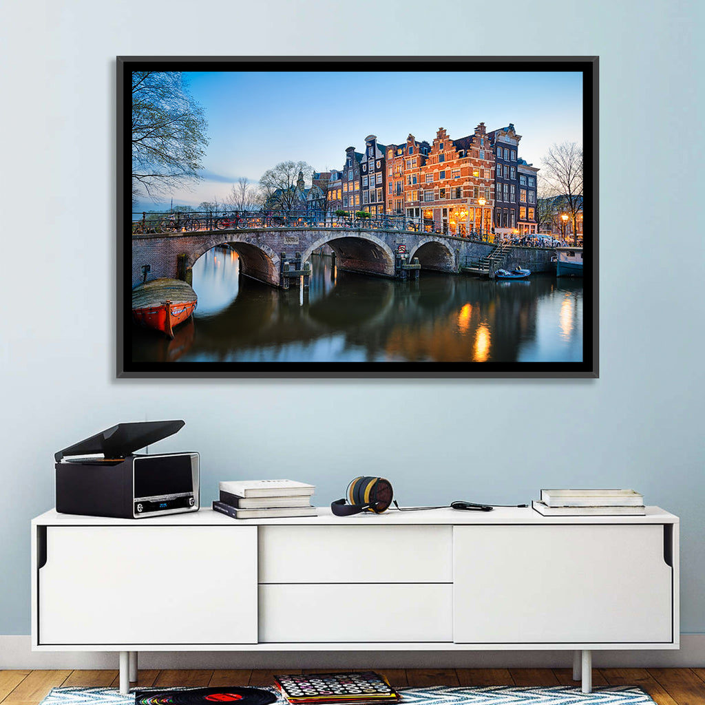 Brouwersgracht Canal Bridge at Dusk Wall Art