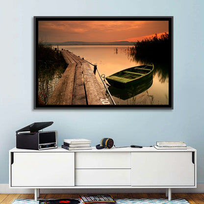 Pier and Rowboat on Lake Balaton Wall Art
