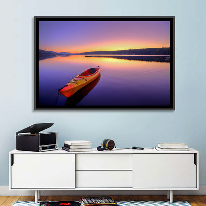 Bright Orange Kayak at Sunset Wall Art