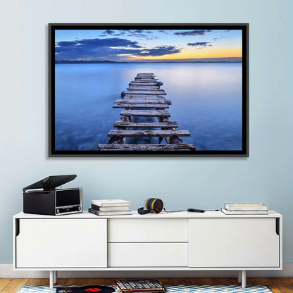 Weathered Lake Pier at Dusk Wall Art