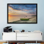 Green Rowboat at Sunrise Wall Art