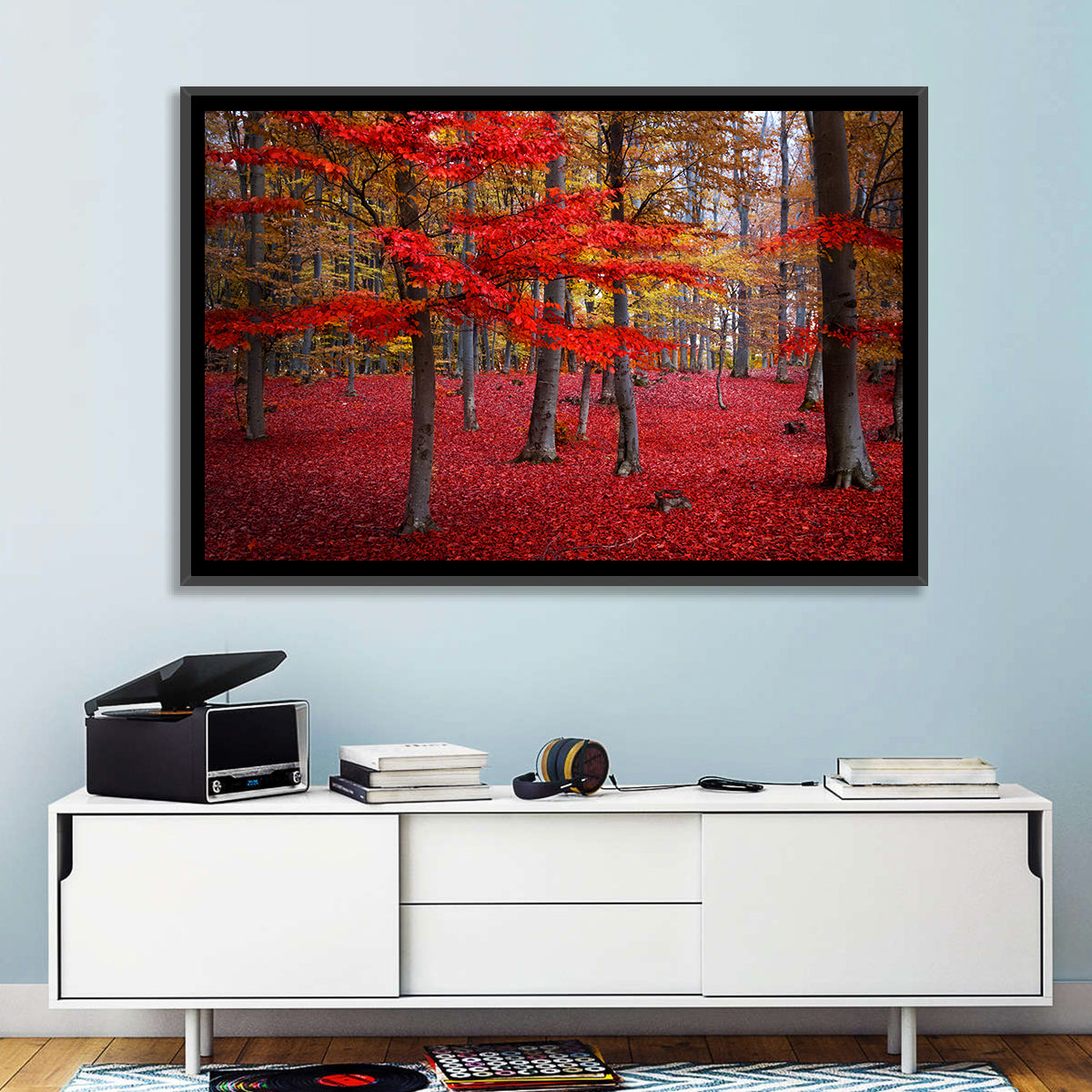 Crimson Autumn Forest Wall Art