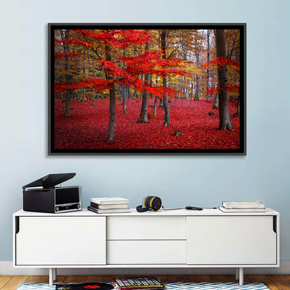 Crimson Autumn Forest Wall Art