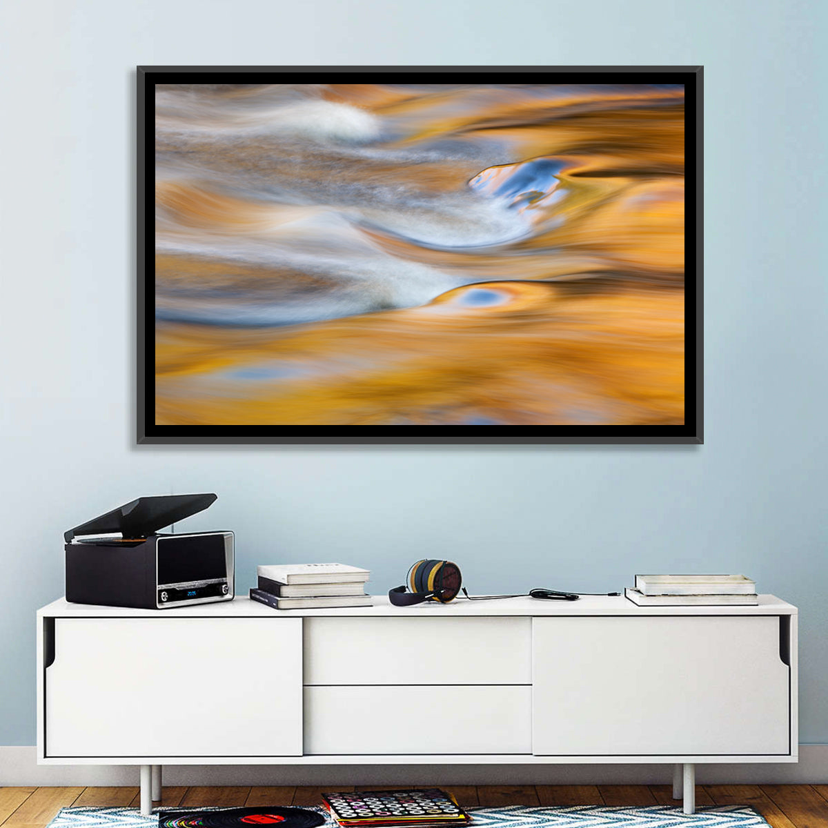 Golden Water Abstraction Wall Art
