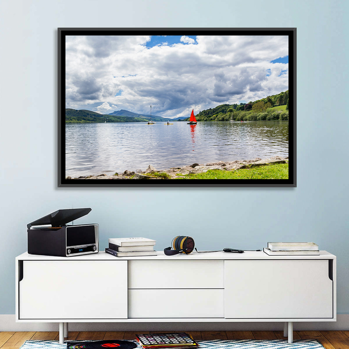 Bala Lake Sailboat Reflection Wall Art