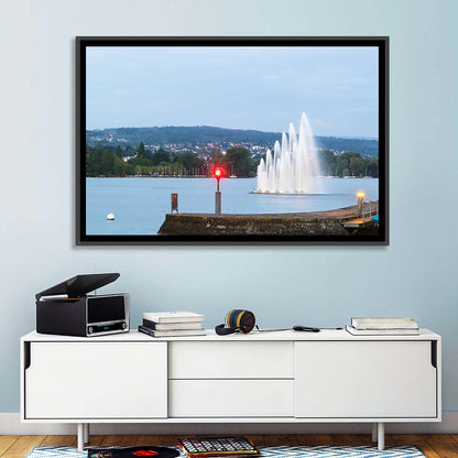 Lake Zurich Fountain at Dusk Wall Art