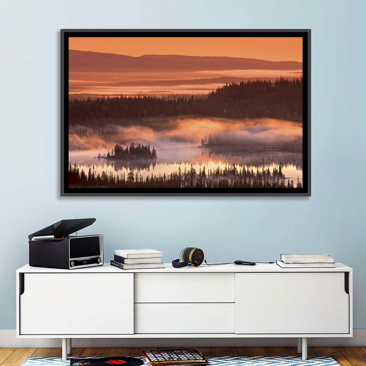 Lapland Sunrise Over Misty Lake Wall Art
