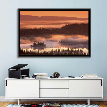Lapland Sunrise Over Misty Lake Wall Art