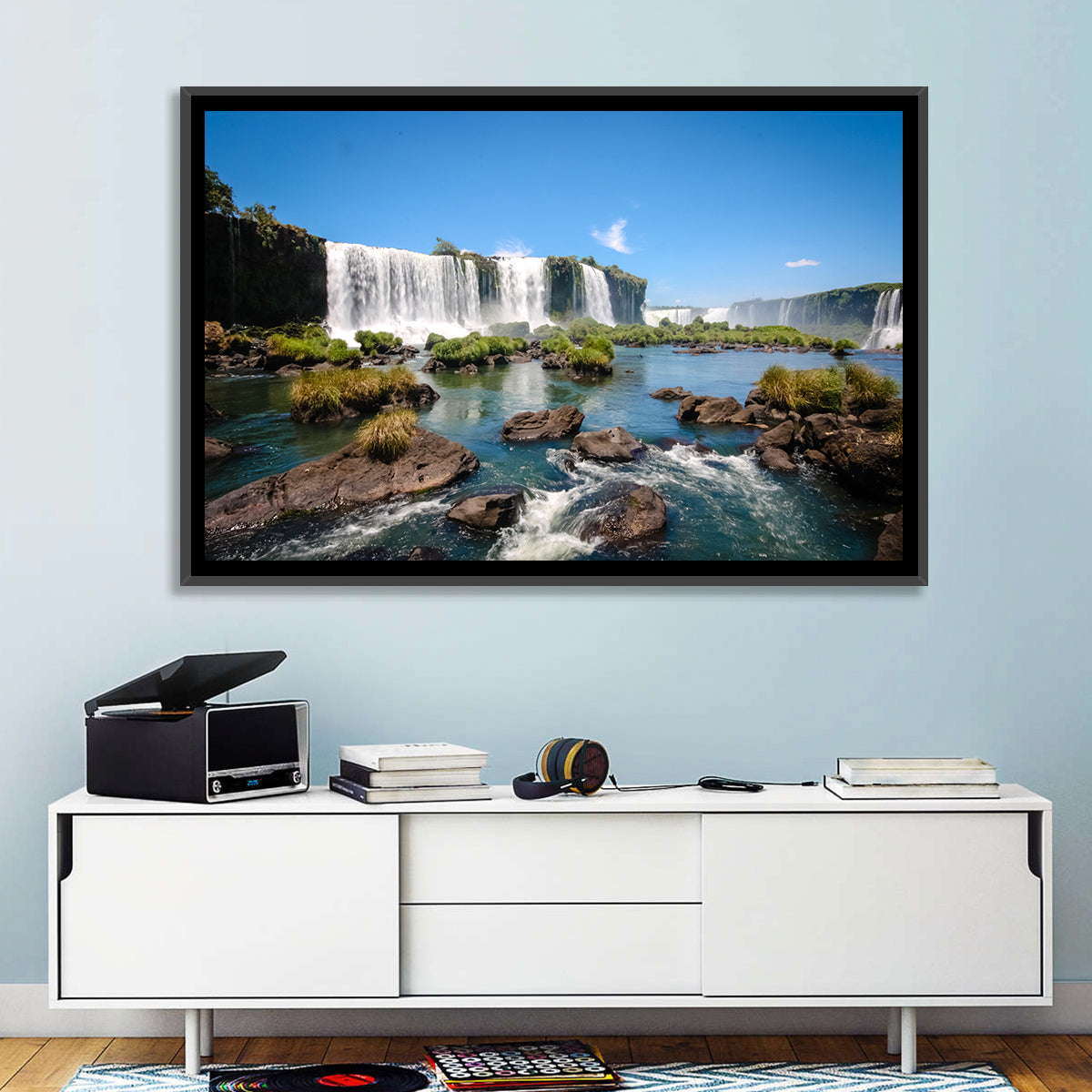 Iguazu River and Falls, Foz Do Iguaçu Wall Art in a room, landscape