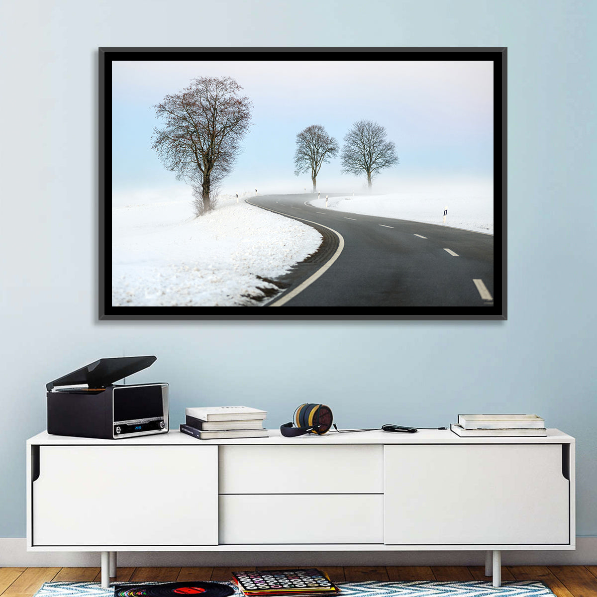 Foggy Winter Road Wall Art