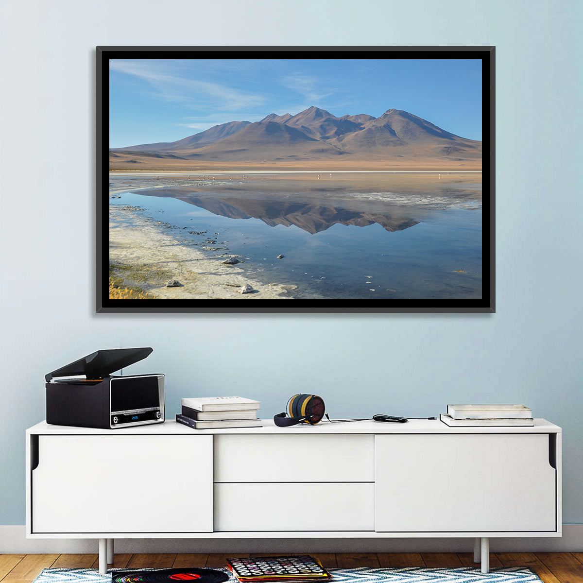 Sur Lipez Salt Lake Reflection Wall Art in a room, landscape