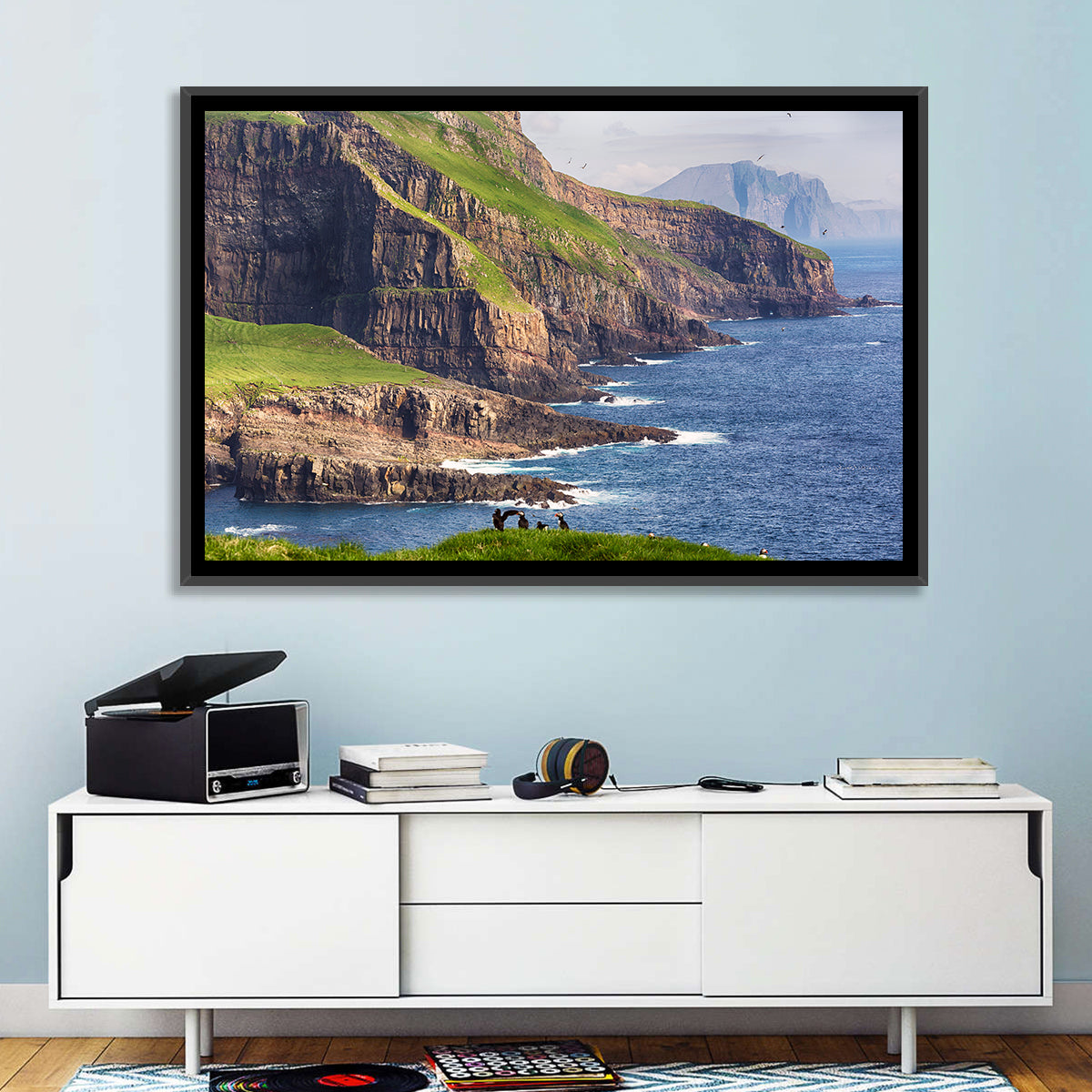 Mykines Cliffs, Faroe Islands Wall Art in a room, landscape
