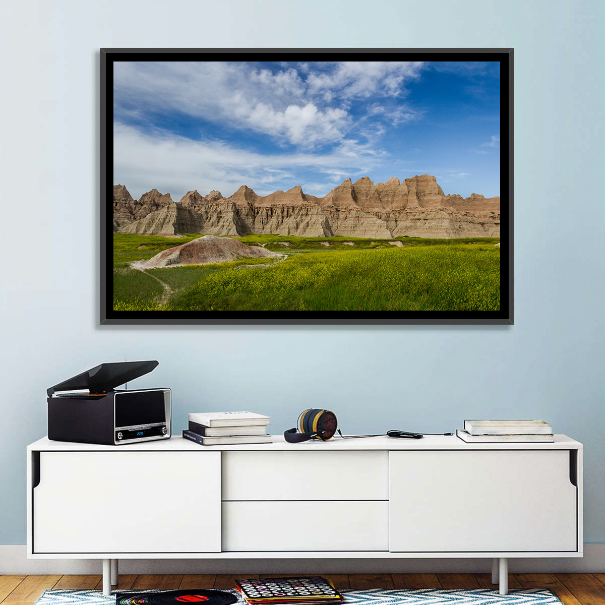 Badlands Meadow and Rock Formations Wall Art